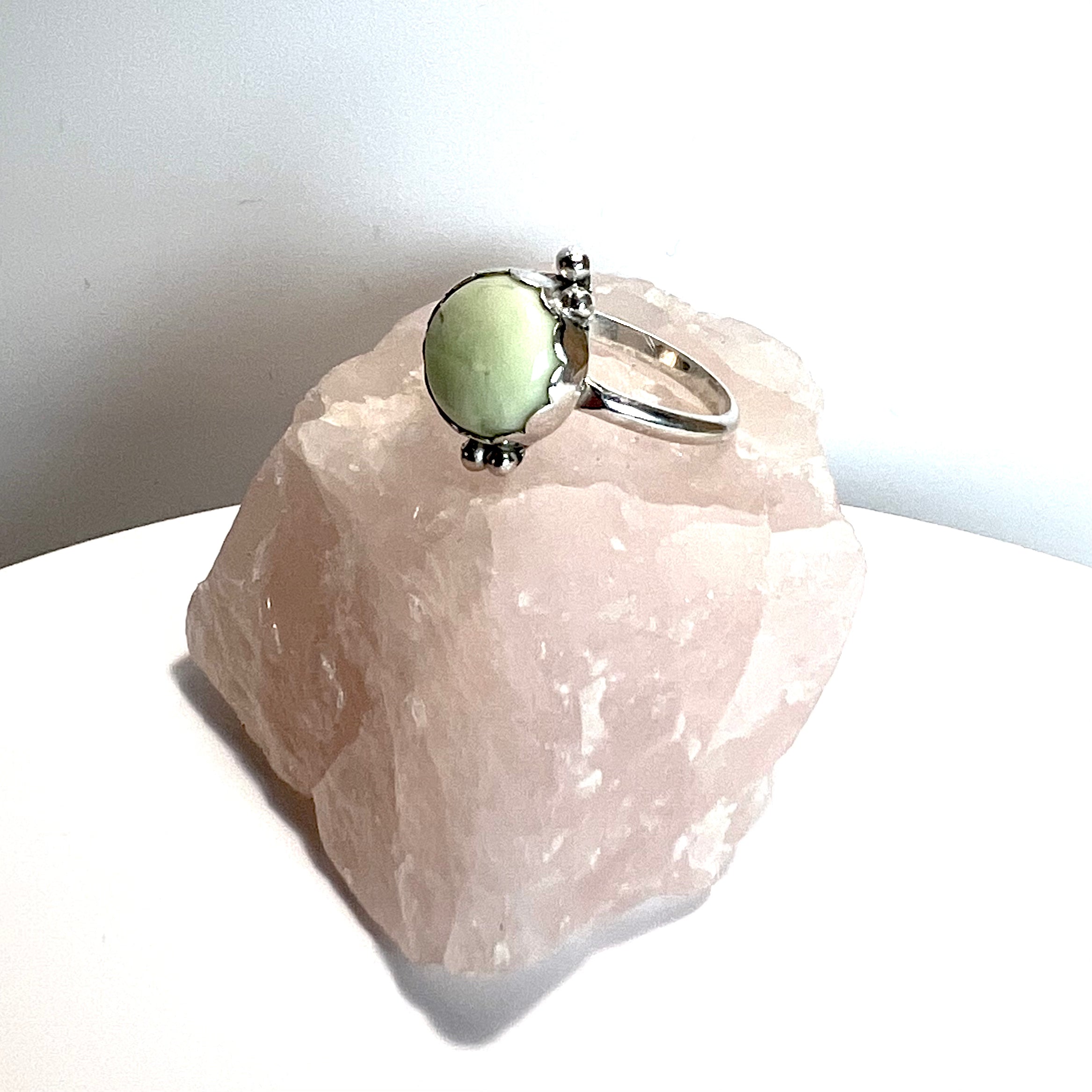 Full Stop Silver and Lime Green Chrysoprase Ring