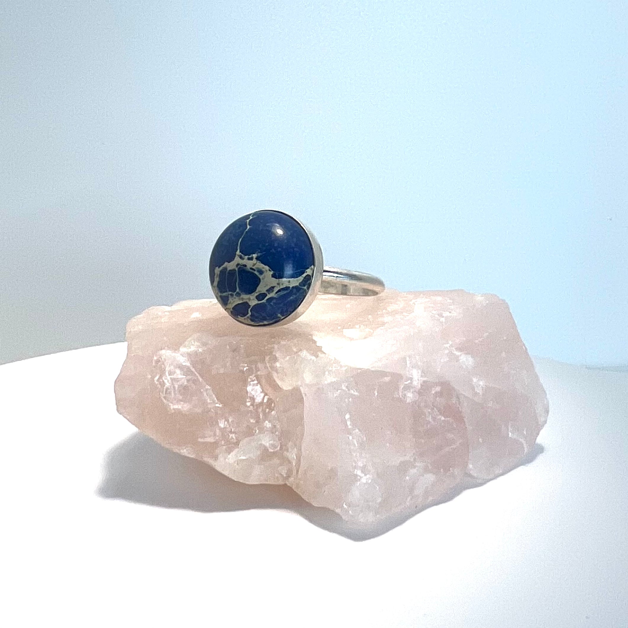 Full Stop Ring - Silver and Blue Regalite