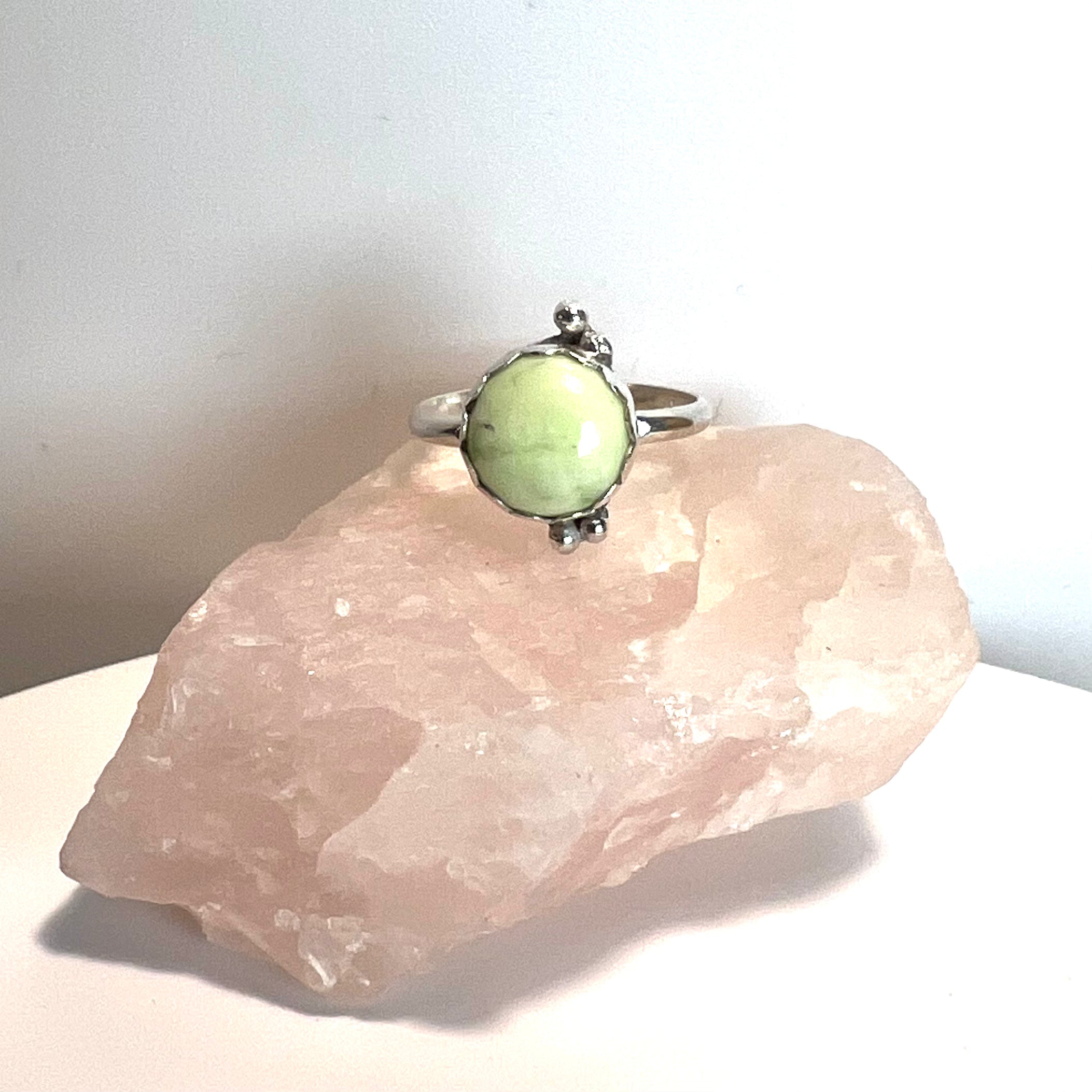 Full Stop Silver and Lime Green Chrysoprase Ring