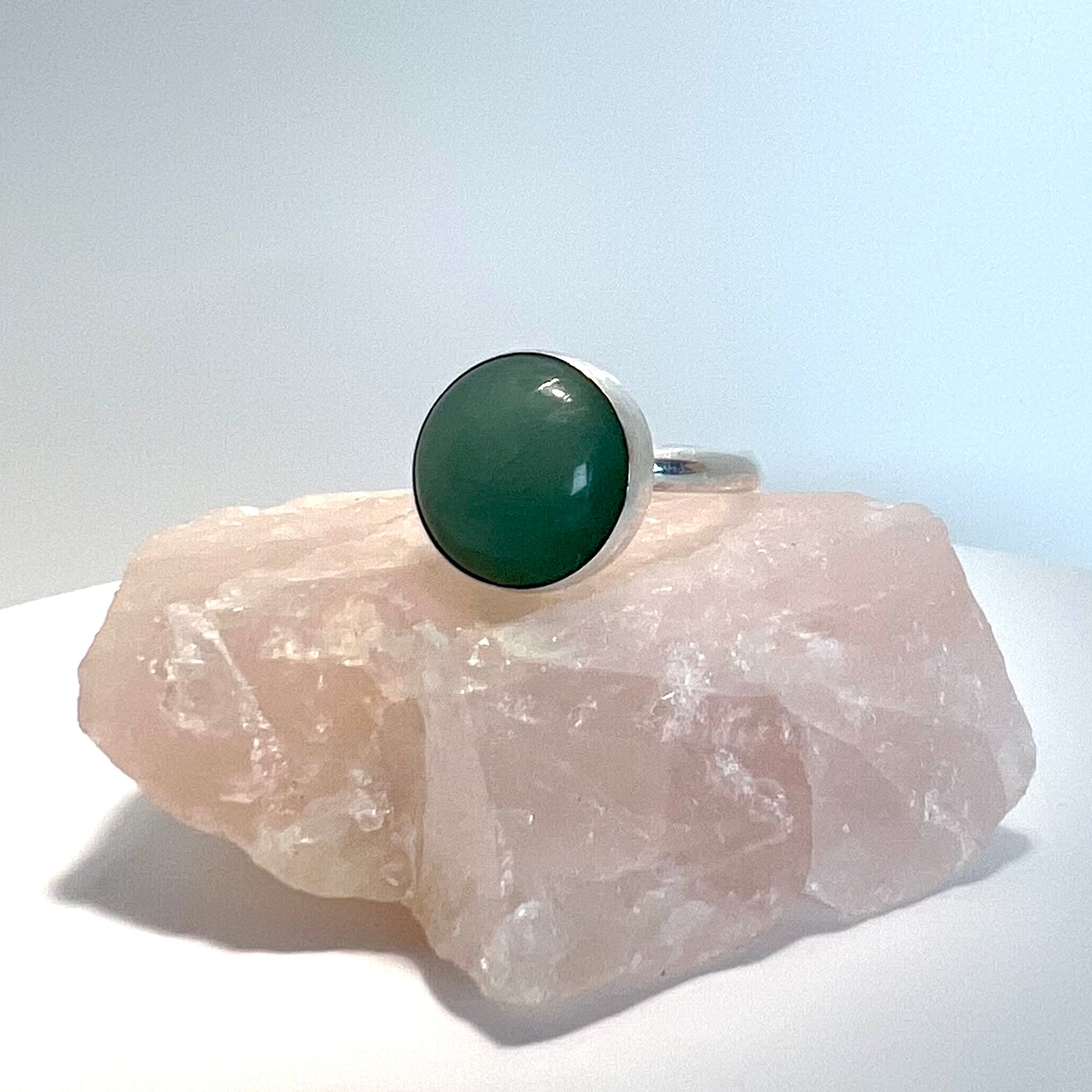 Full Stop Ring - Green Aventurine and Silver