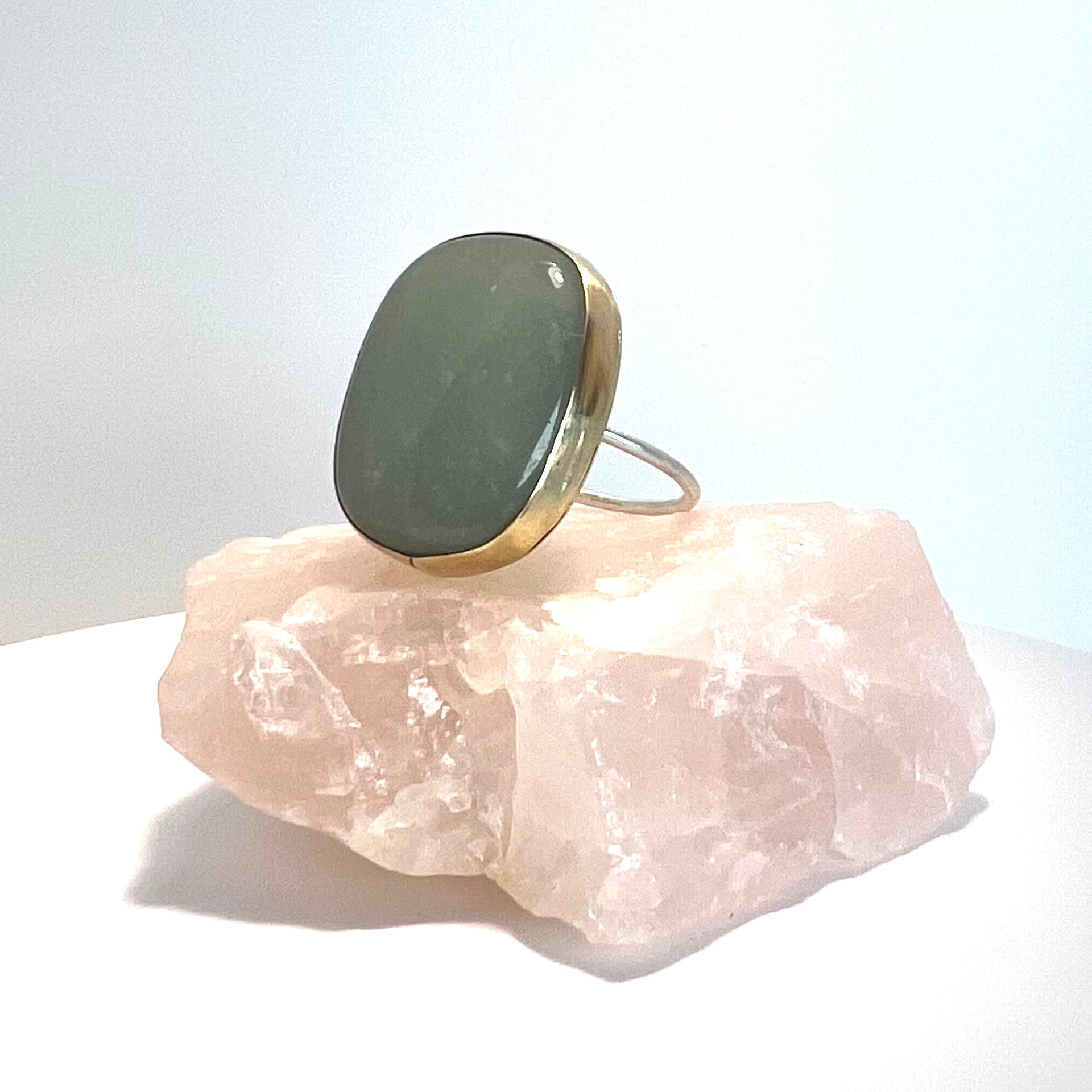 Brass and Green Aventurine "Honker" Ring