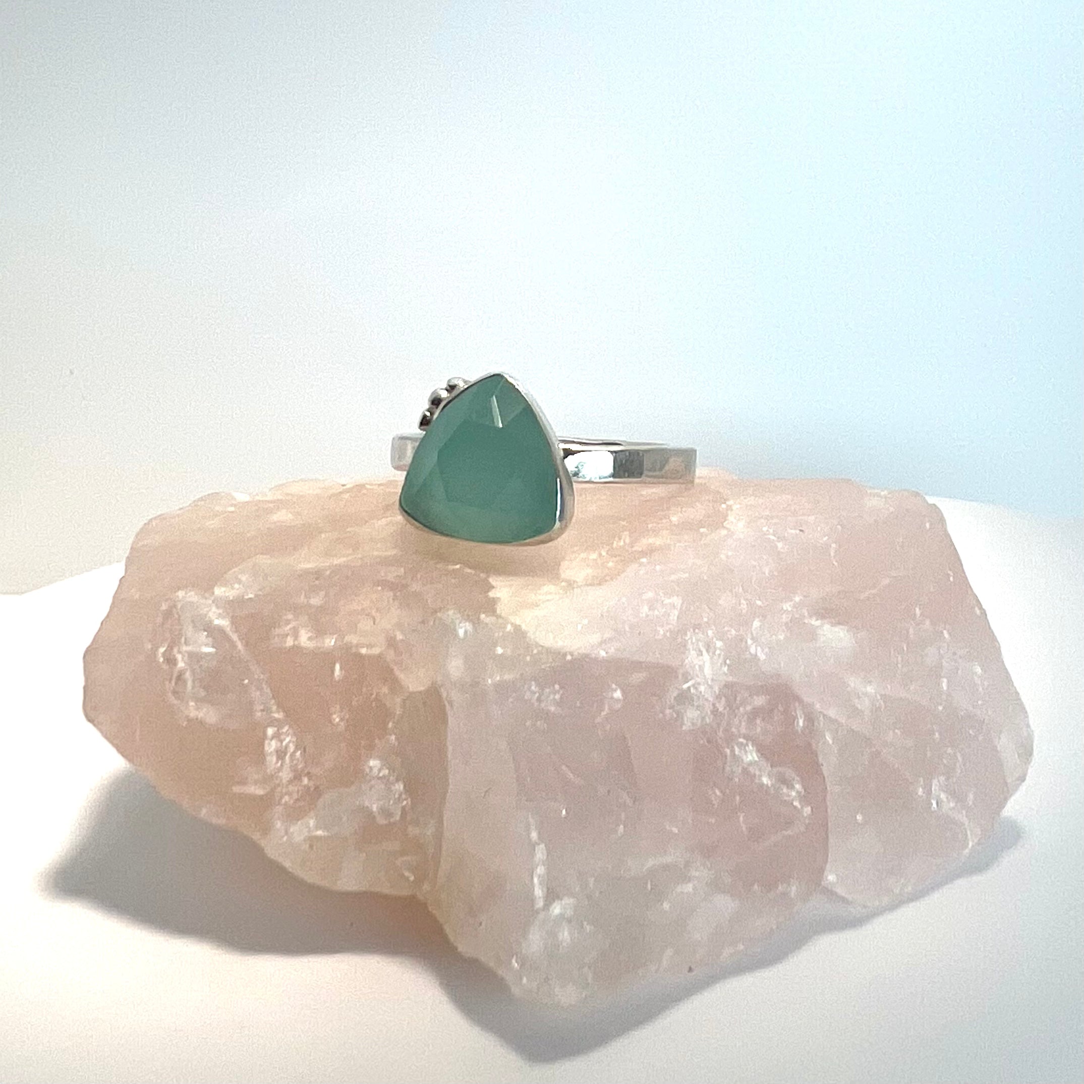 Comma Ring - Sterling Silver and Amazonite