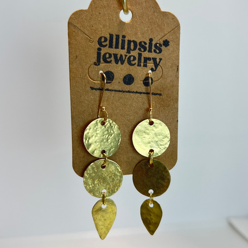 "Mind the Gap" Hammered Brass Semi Colon Earrings