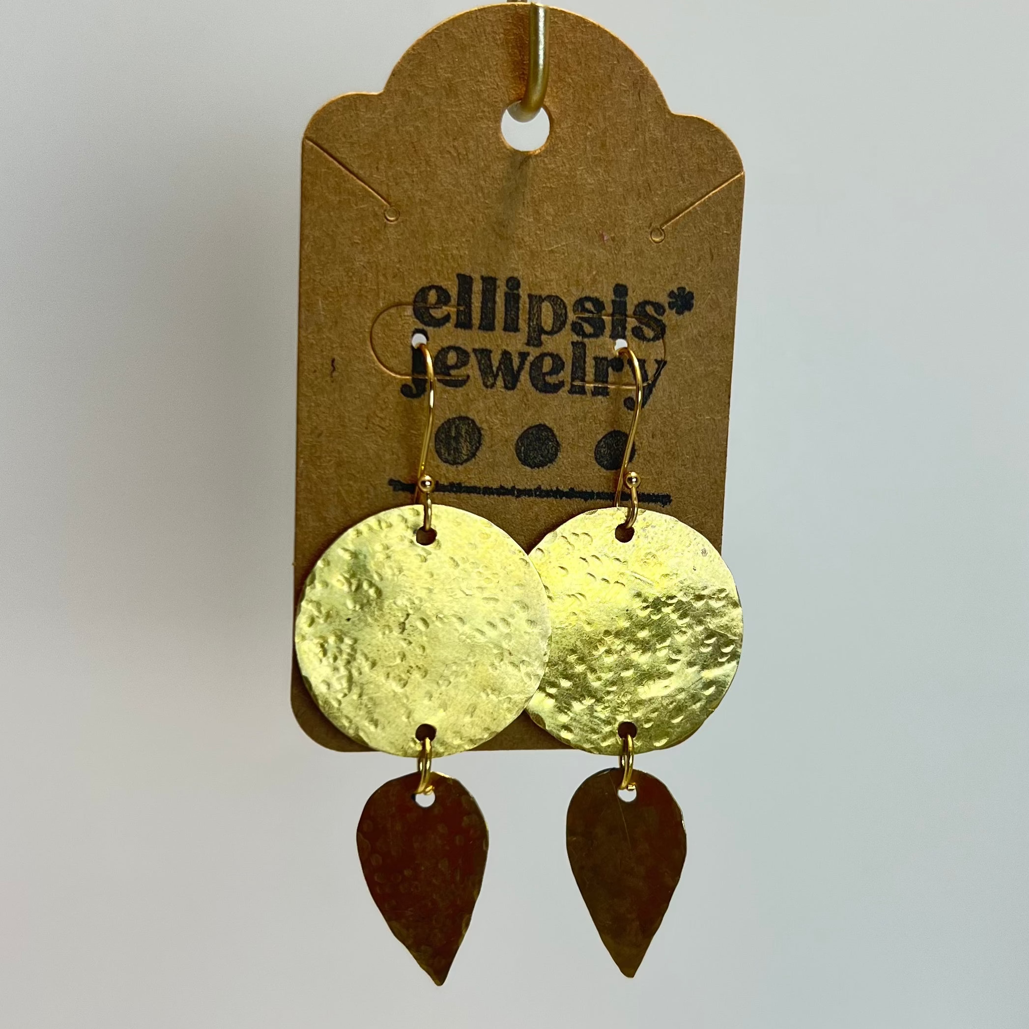 "Pause" Hammered Brass Comma Earrings