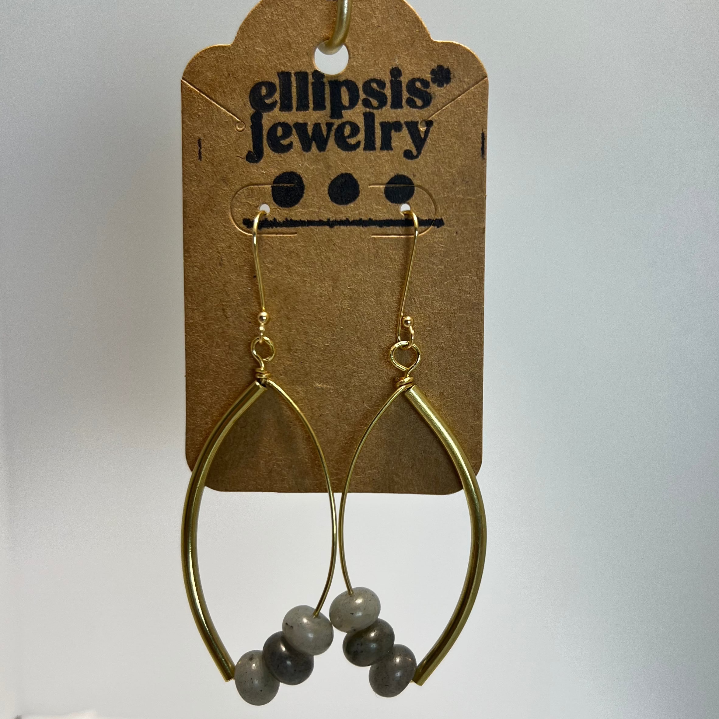 "Inside Thoughts" Brass & Stone Parentheses Earrings