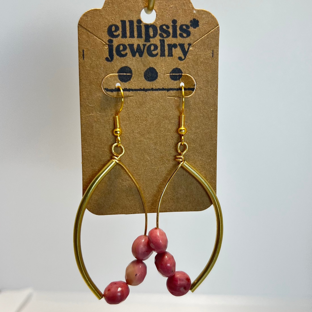 "Inside Thoughts" Brass & Stone Parentheses Earrings