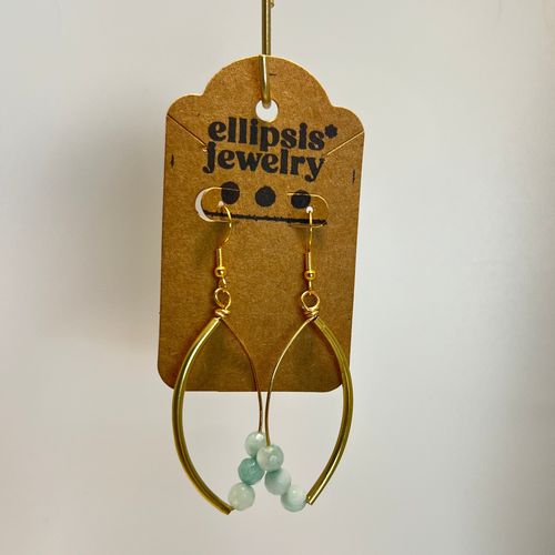 "Inside Thoughts" Brass & Stone Parentheses Earrings