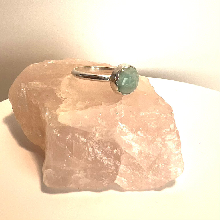 Full Stop Silver and Rose-Cut Amazonite Ring