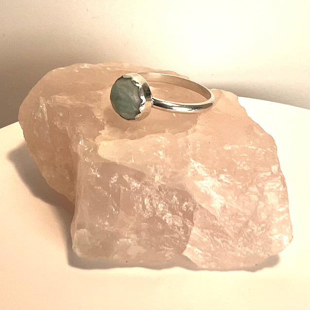 Full Stop Silver and Rose-Cut Amazonite Ring