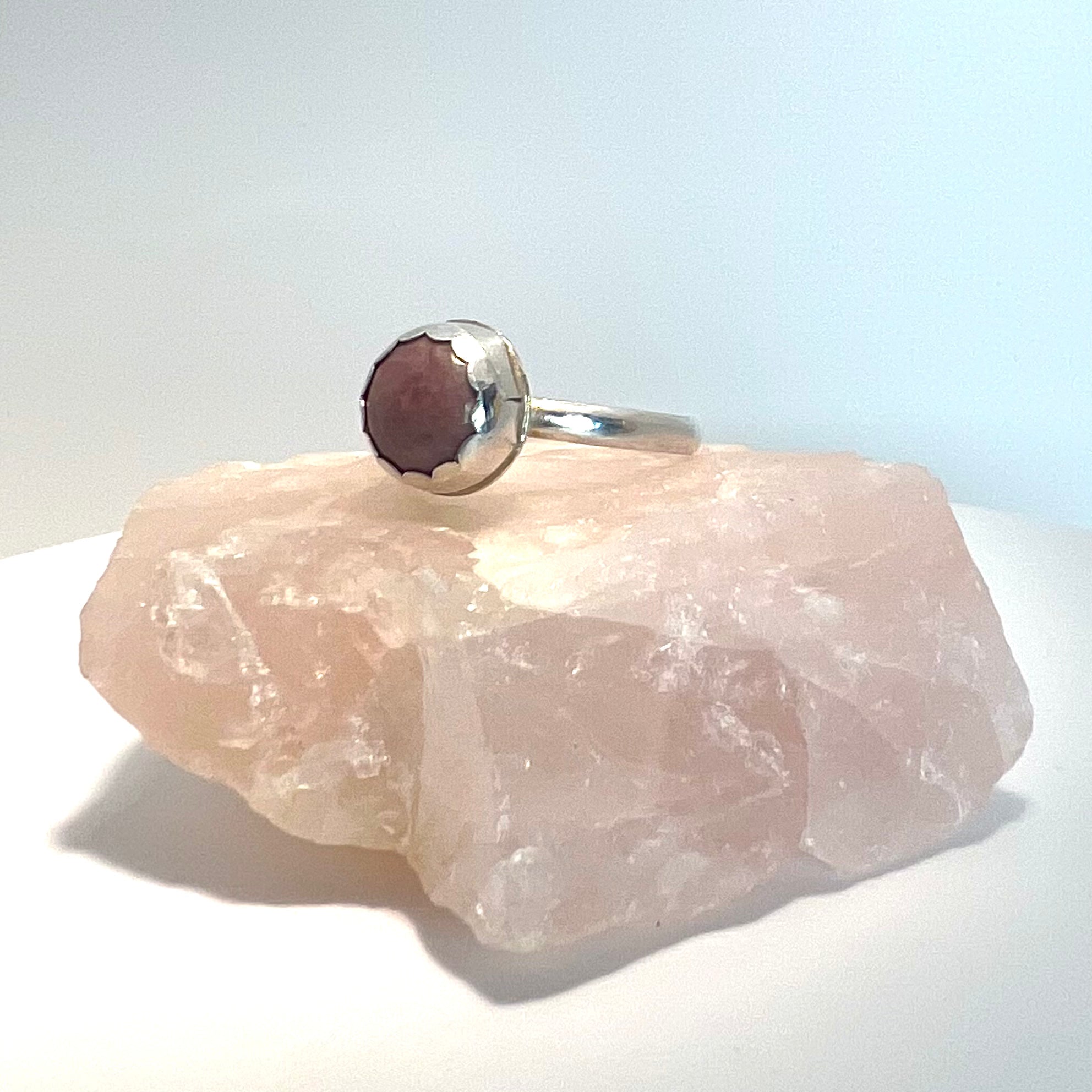 Full Stop Ring - Sterling Silver and Rhodonite